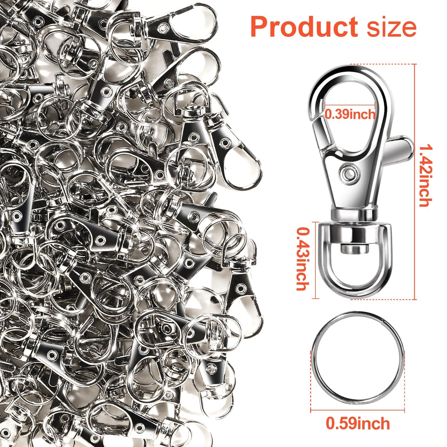 60PCS Metal Swivel Snap Hooks and Key Rings, 30PCS Small Lobster Claw Keychains Clasps and 30PCS Key Chain Ring for Keychain Clip, Key, Jewelry Making, Art Crafts, Silver