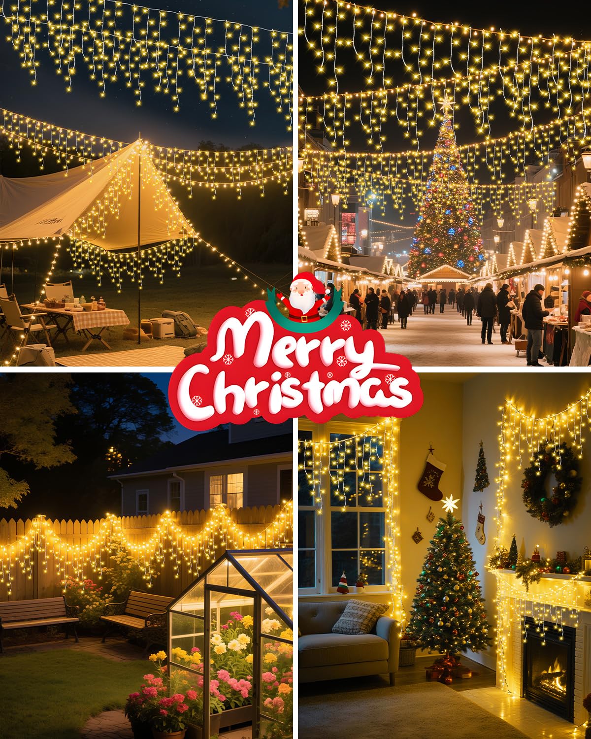 Christmas Outdoor/Indoor Decorations Ice Lights Twinkle Fairy String Light