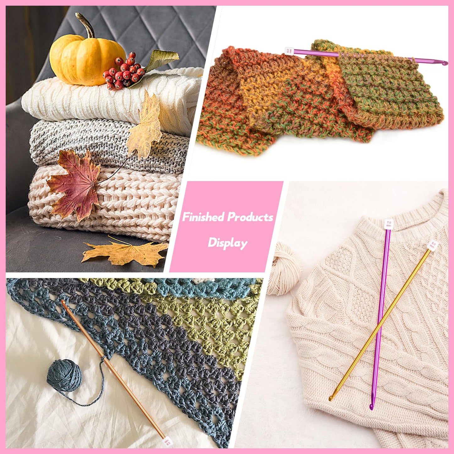 Katech 6 Sizes Tunisian Crochet Hooks Set-Long Afghan Tunisian Crochet Hooks-Beginners Crochet Hook Set Aluminum Crochet Needles for Crocheting Knitting Crochet Supplies (Stitches Won't Slip Off)