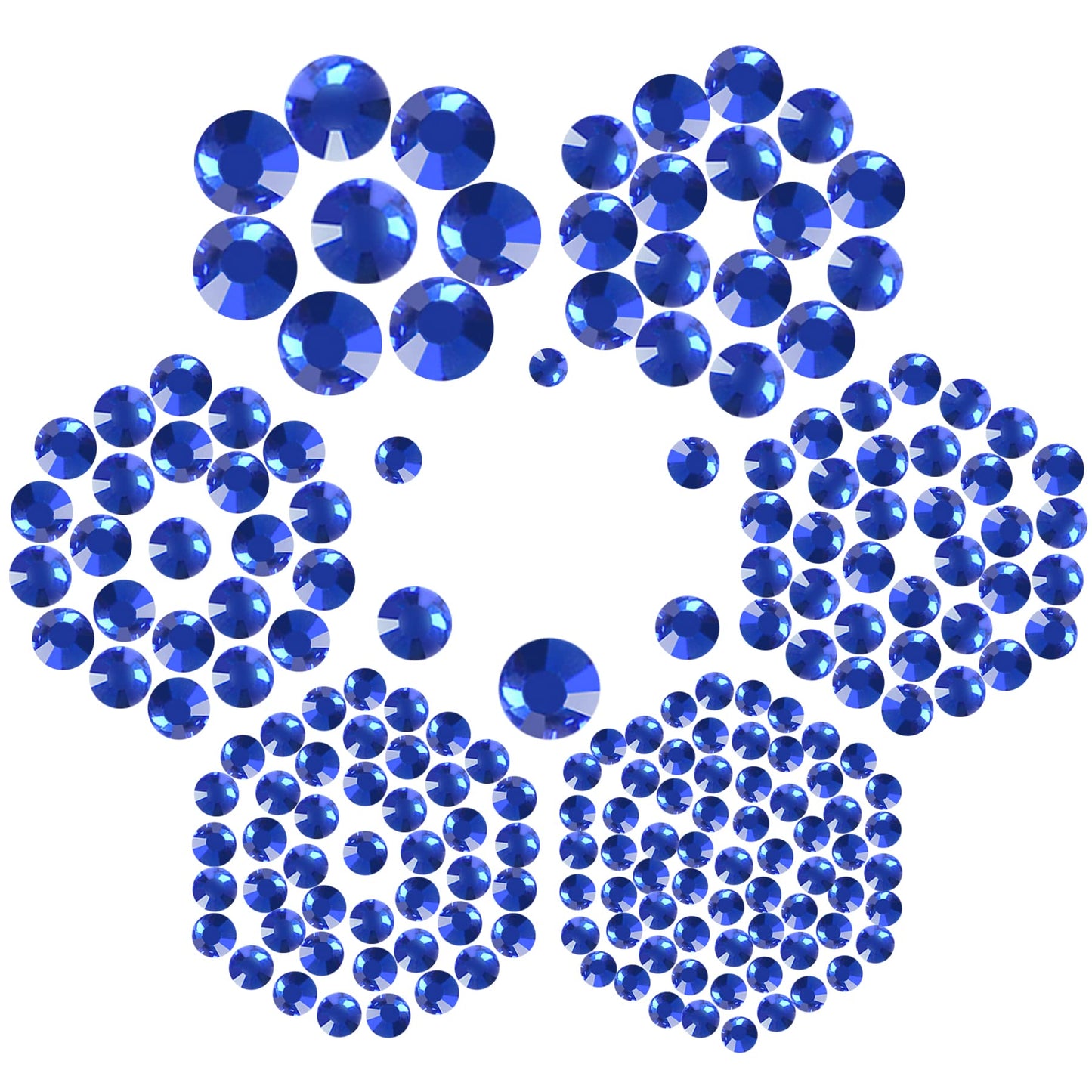 7000pcs+ Flatback Glass Hotfix Iron On Rhinestones Crystal for DIY Making with 1 Tweezer & 1 Picking Pen for Shoes, Clothes, Face Art, Bags, Manicure (Sapphire, 5-Sizes)