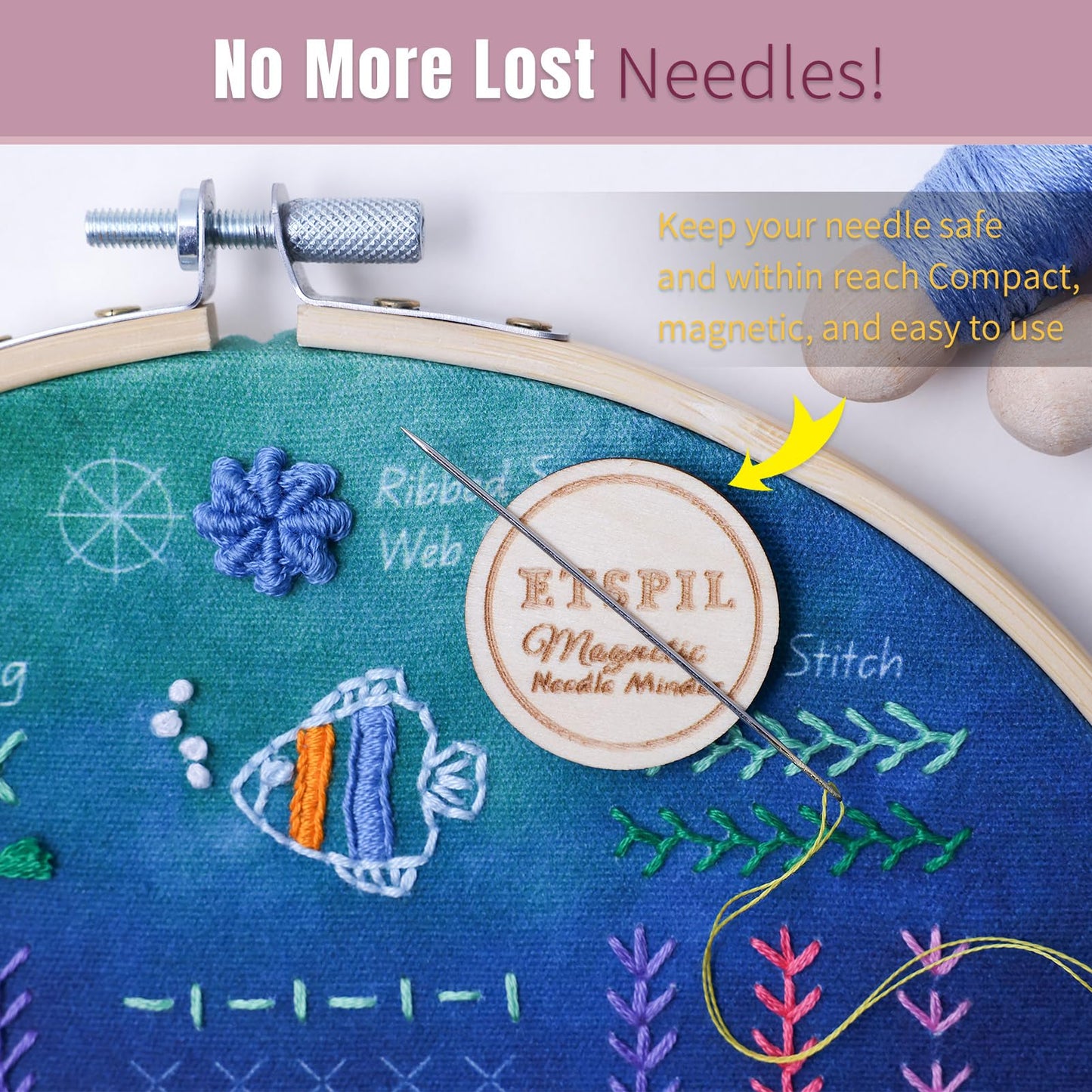 Beginner Embroidery Kit for Teens & Adults - 3-Pack, 19 Stitches, Pre-Stamped Patterns, Needle Minder, 7.8-Inch Hoop, Threads & Needles, Guide & Video - DIY Craft Gift for Women