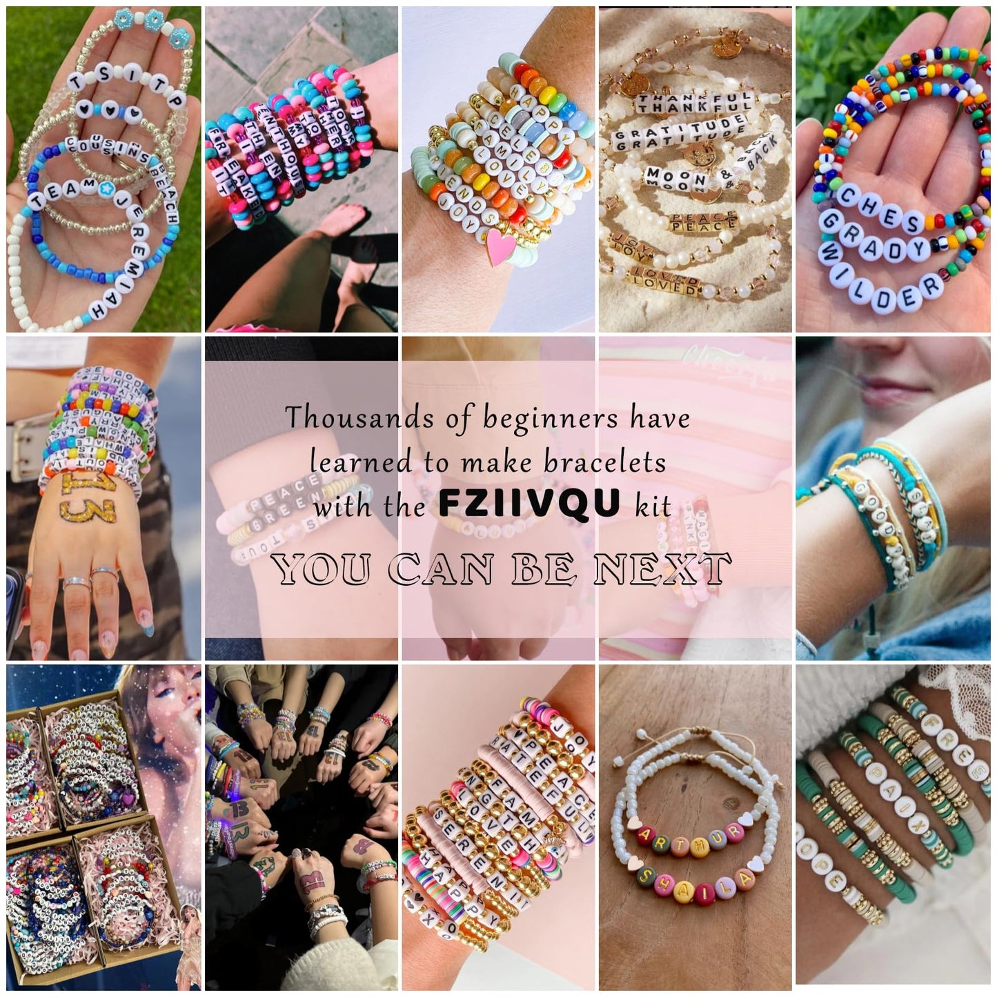 Clay Beads Friendship Bracelet Making Kit, 2 Boxes 7200 Pcs Clay Beads 24 Colors Flat Disc Heishi Bead for Jewelry Making Preppy Set with Glow Number Letter Bead