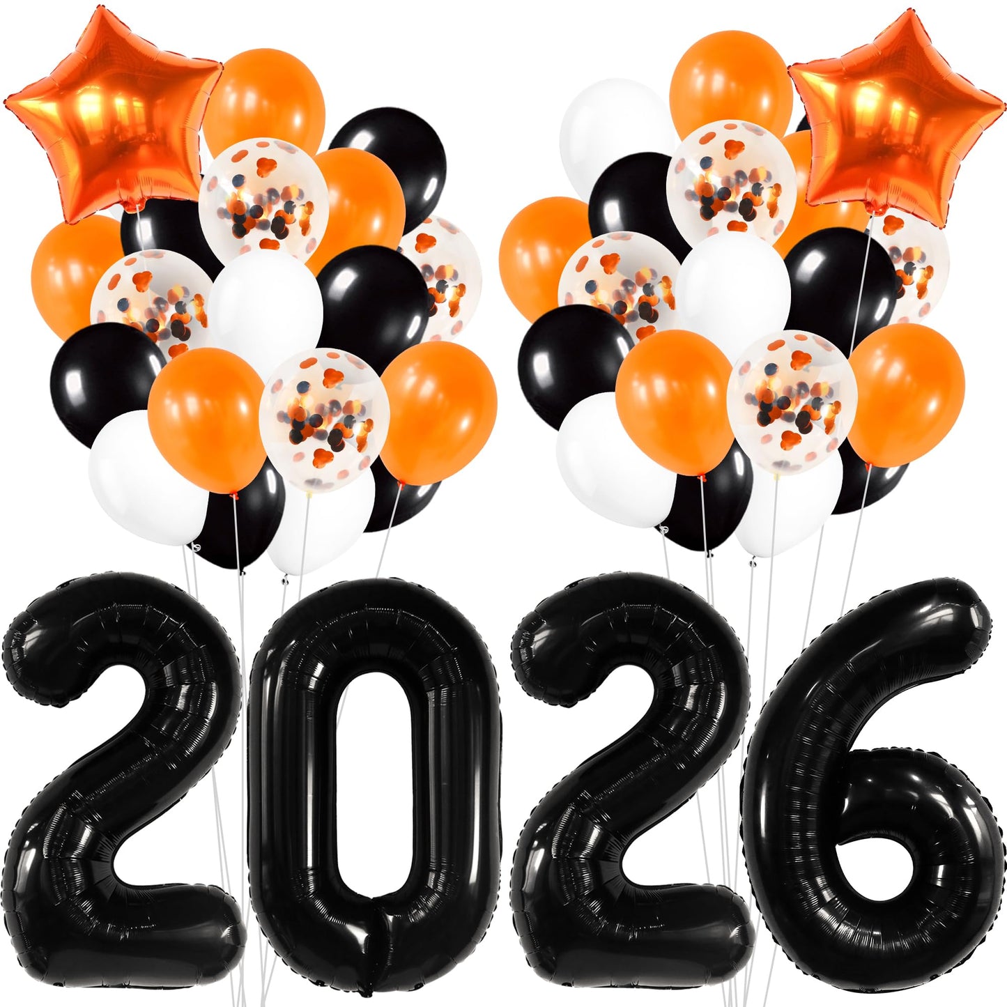 Graduation Decorations 2026 | Black 2026 Balloons Set, Giant 40 Inch - Pack of 34 | Orange and Black Graduation Balloons 2026 | Grad Decorations 2026 Kit, Graduation Decorations Class of 2026, KatchOn