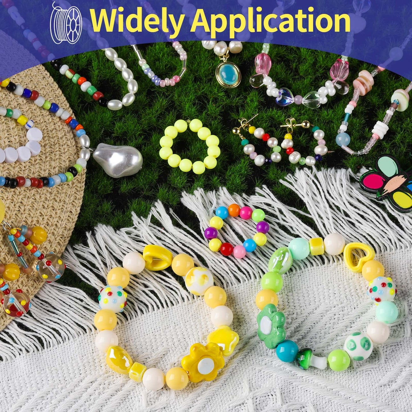 1mm Elastic Bracelet String Cord, Crystal Stretch Bead Cord for Bracelets Jewelry Making, Clear Stretchy Elastic String for Beading, Transparent Thread for Bracelet Necklace Making