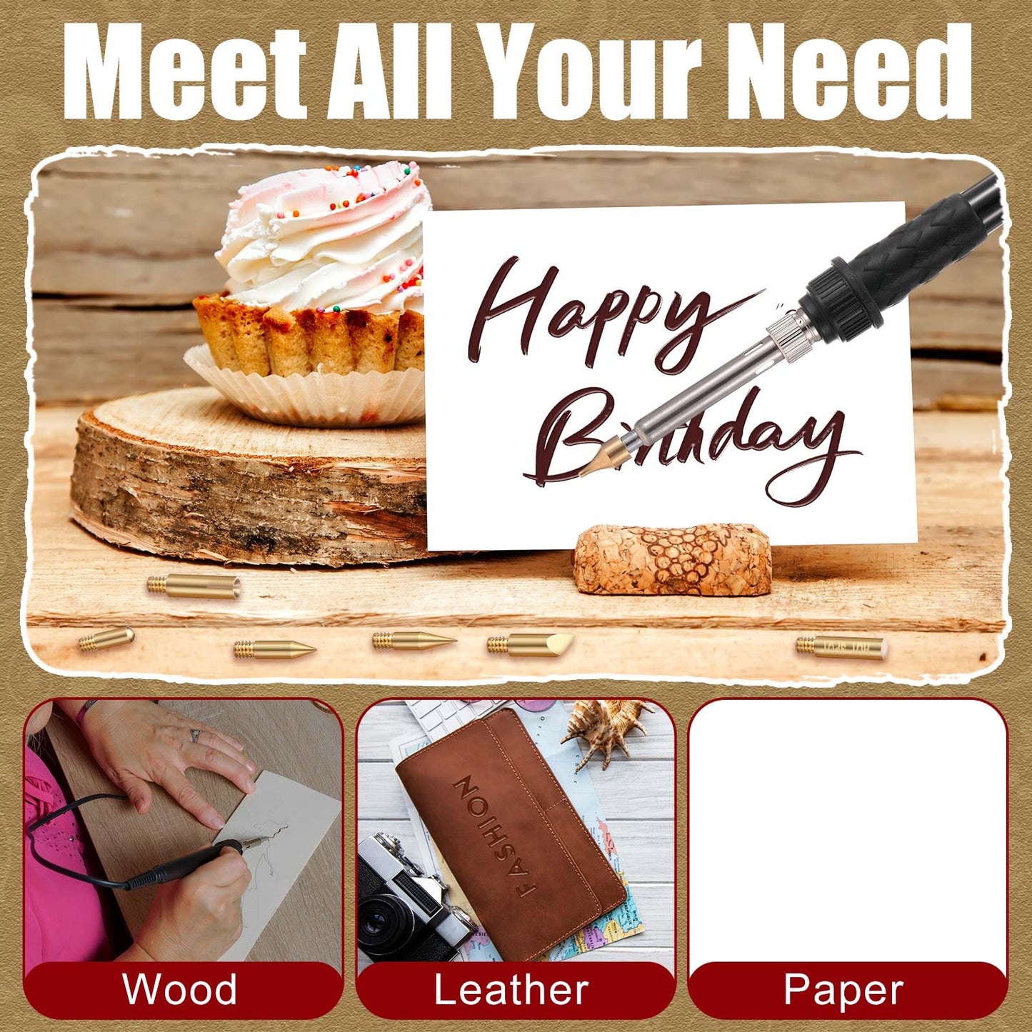 Lothee 43 Pieces Wood Burning Tip Set Wood Burning Tip Wood Burning Tips Template for DIY Embossing and Carving Crafts Wood Burning (Different Shape)