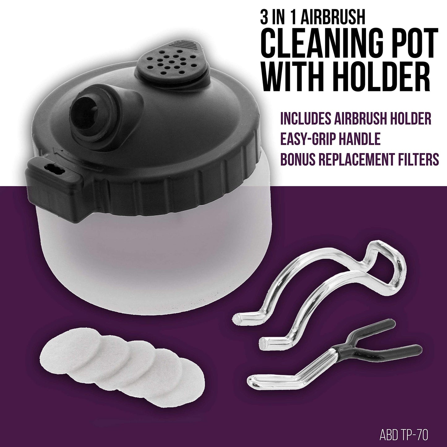 Master Airbrush 13 Piece Airbrush Cleaning Kit - Glass Cleaning Pot Jar with Holder, 5 pc Cleaning Needles, 5 pc Cleaning Brushes, 1 Wash Needle, & How to Link Card