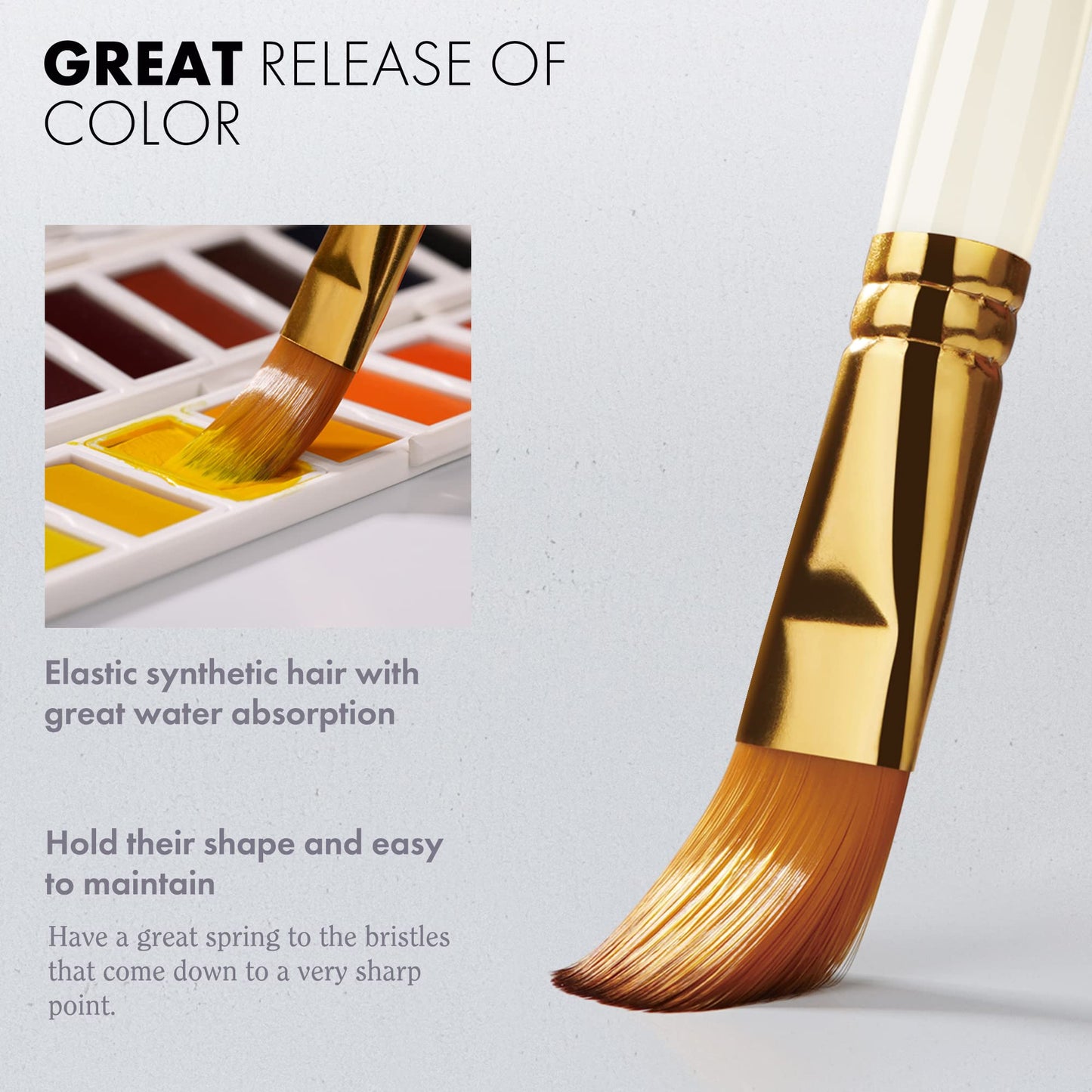 21 Piece Paint Brush Set, ARTIFY 18 Acrylic Paint Brushes, Palette Knife, and 2 Sponges, Professional Artist Paint Brushes for Acrylics, Watercolors, Gouache, Canvas, and Face Painting, Ivory White