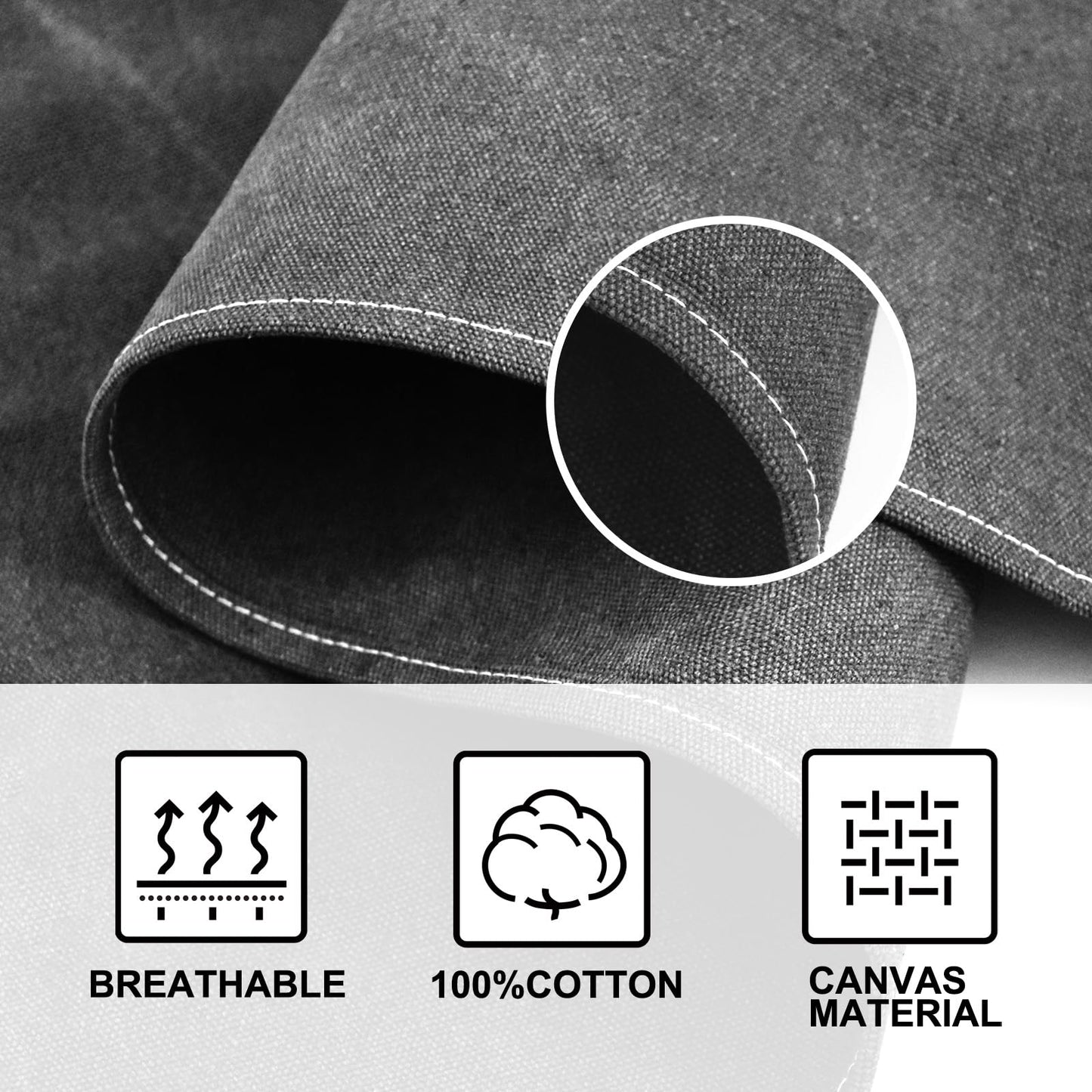 Chef Apron for Men Women Canvas Aprons with 3 Pockets Cross Back Resistant Work Apron for Cooking Grilling Baking BBQ Barber Kitchen (Black)
