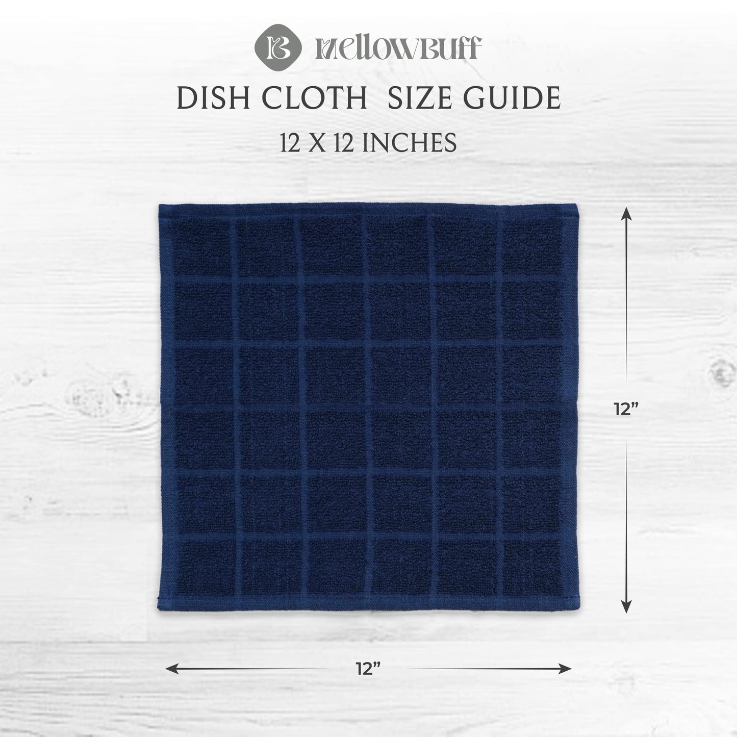 100% Cotton Terry Dish Cloth & Dish Towel, 6 Pack, Super Soft and Absorbent Kitchen Towels, Perfect for Kitchen Cleaning and Dish Washing (Navy Blue 6 Pack)