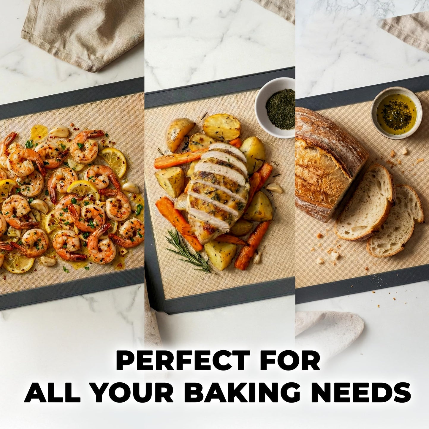 Zulay Kitchen Silicone Baking Mat Set – 2-Pack 16.5″ × 11.6″ Reusable Non-Stick Silicone Baking Sheets, Food-Safe, Heat-Resistant up to 250°F – Perfect for Cookies, Pastries & Oven Use (Dark Gray)