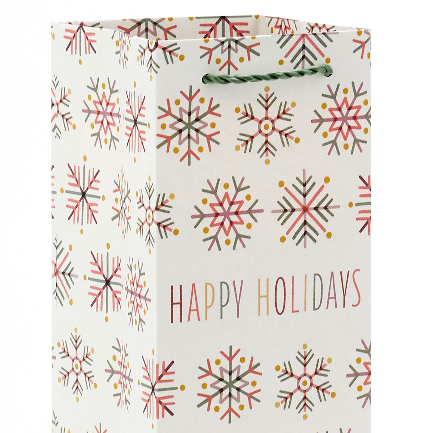 Boho Christmas Gift Bag Assortment (8 Bags: 2 Small 6", 2 Medium 9", 2 Large 13", 2 Bottle Bags) in Pastel Pink, Purple, Hunter Green, White Dove, Snowflakes, Trees