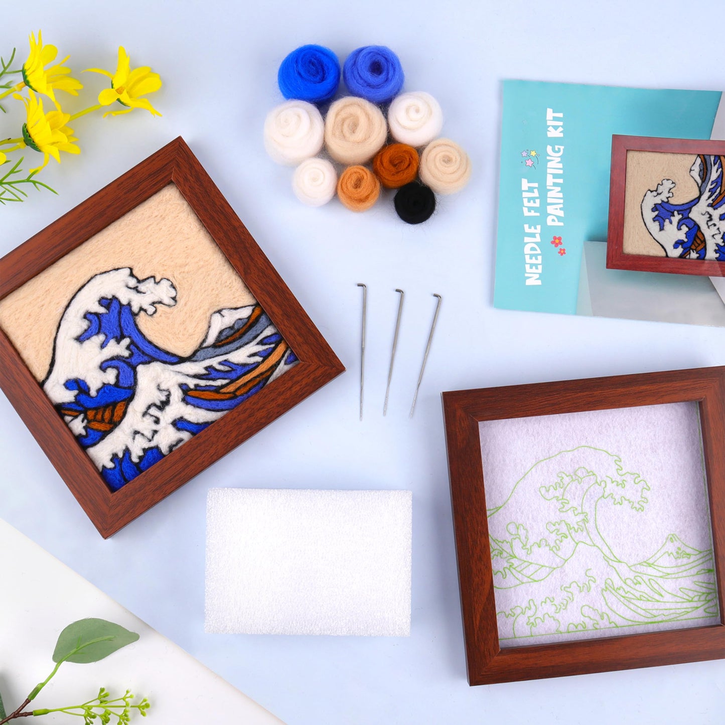 Needle Felting Kit for Beginners - Wool Felt Painting Gifts for Girls Kids Adults, The Great Wave…