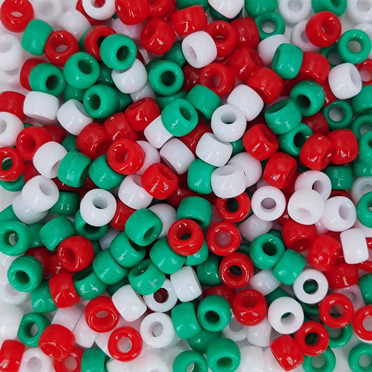 MIIIM 1000PCS 6x9mm Pony Beads Bulk for Christmas, Bracelets Making Kit, Kandi, Hair Braids, Craft Jewelry Making (Christmas)