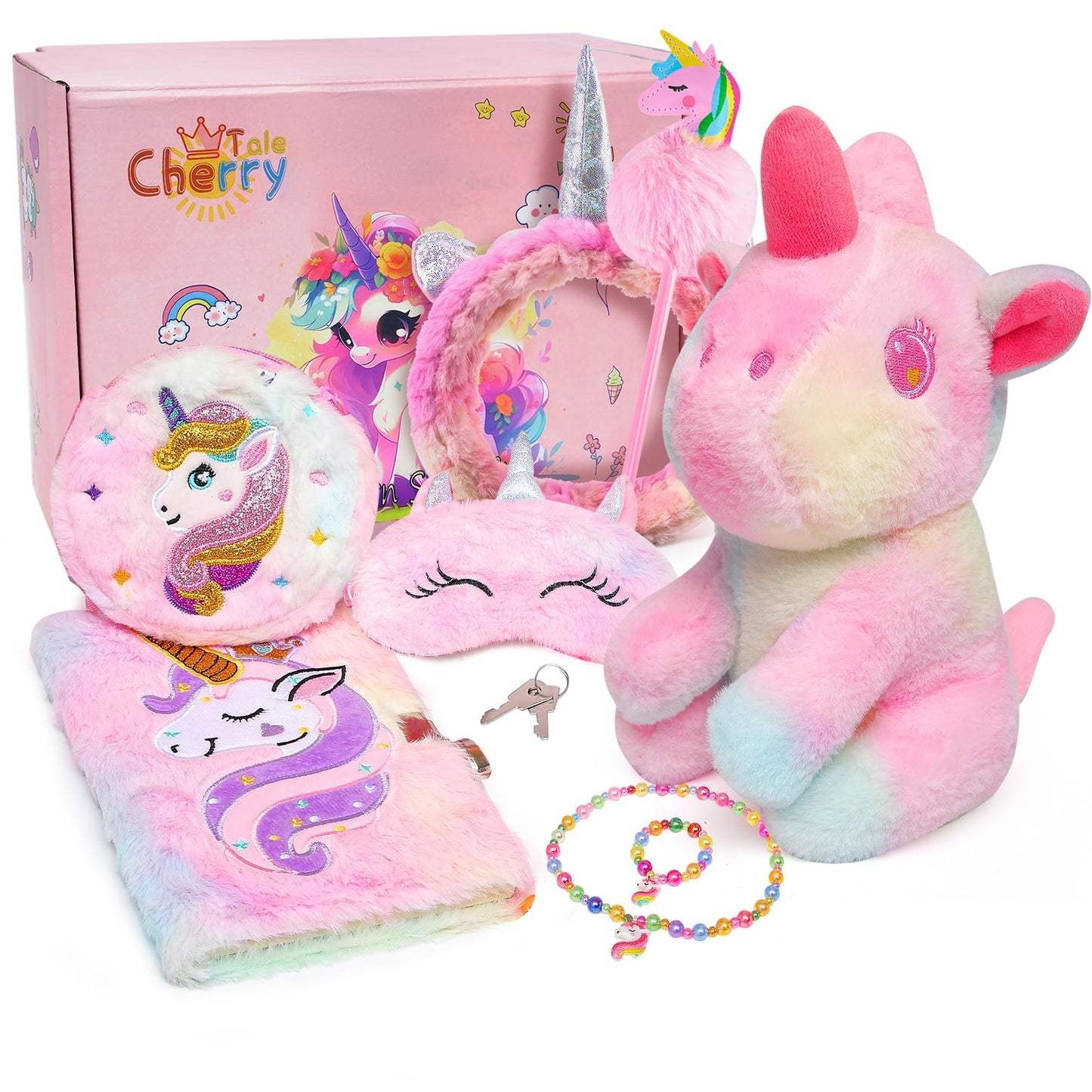Cherry Tale Unicorn Gifts for Girls, Kindergarten Graduation Gifts for Girls Age 4-6, Unicorn Toys with Plush Diary Headband, Birthday Gifts for Daughter Niece 5 6 7 8 9 10 Year Old