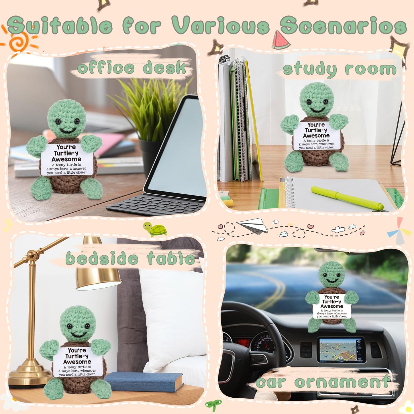 Mini Funny Turtle Easter Basket Essentials Stuffers for Teens Easter Gifts for Kids Teen Girls Boys, Birthday Gifts for Women Men Mothers Day Graduation Teacher Appreciation, Positive Emotional Turtle