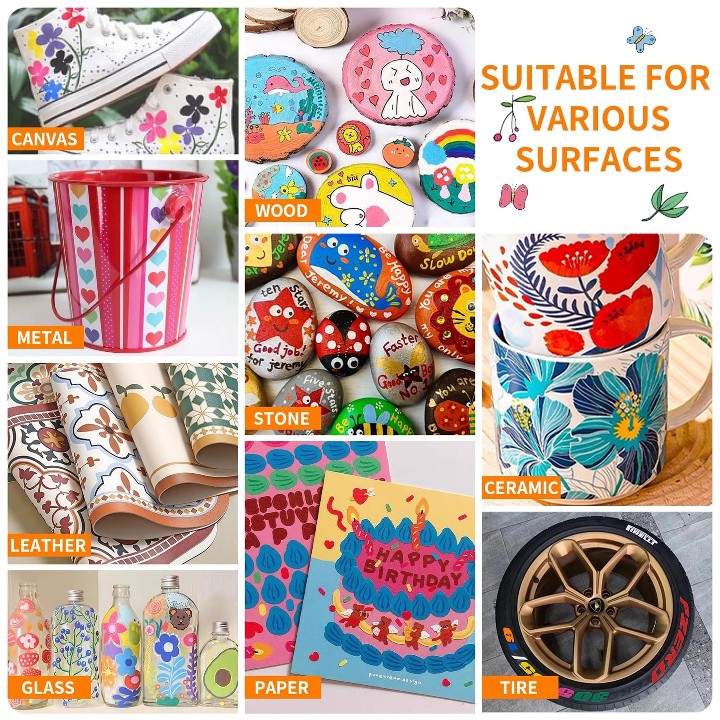 Nicecho Oil-Based Paint Pens, 12 Colors Permanent Paint Markers Medium Tip Never Fade Quick Drying and Waterproof Marker Set for Metal, Wood, Fabric, Tire, Stone, Canvas, Mugs, Glass, DIY Craft