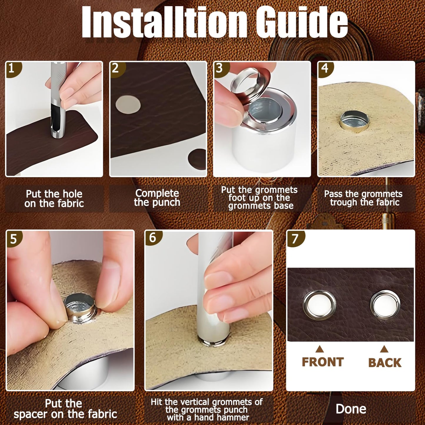 Litoexpe Eyelet Hole Punch Die Tool, 3mm Grommet Setter Hollow Punch (Includes Base & Ram) for Leather Craft Clothing Handbag Fabric Curtain DIY