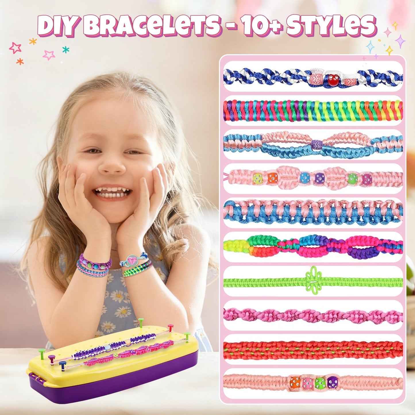 Bracelet Making Kit for Girls 6-12, Friendship Bracelet Beads Elastic String DIY Arts & Crafts Bulk Toy Set, Jewelry Maker Tool, Popular Christmas Birthday Gifts for Kids Ages 7 8 9 10 11 (169PCS)