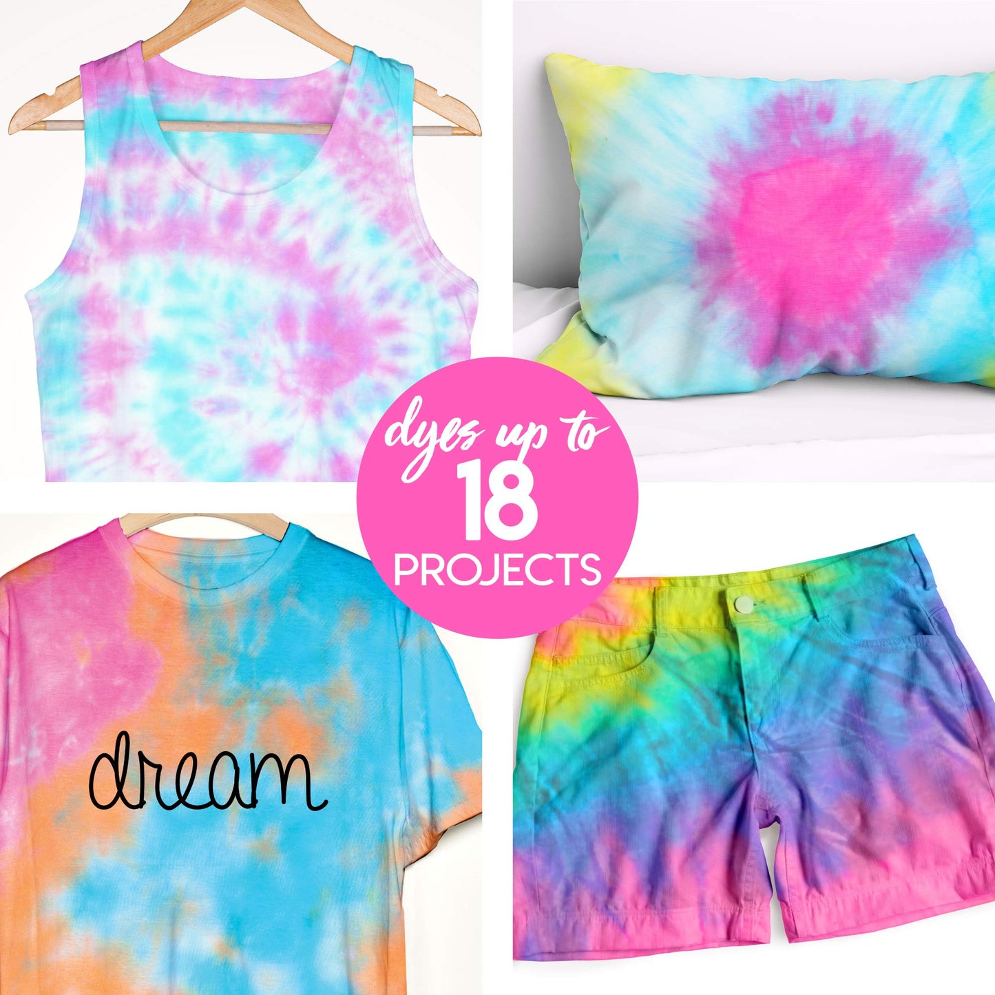 Just My Style Neon Tie-Dye Kit by Horizon Group USA, Create 18 Projects with 8 Colors