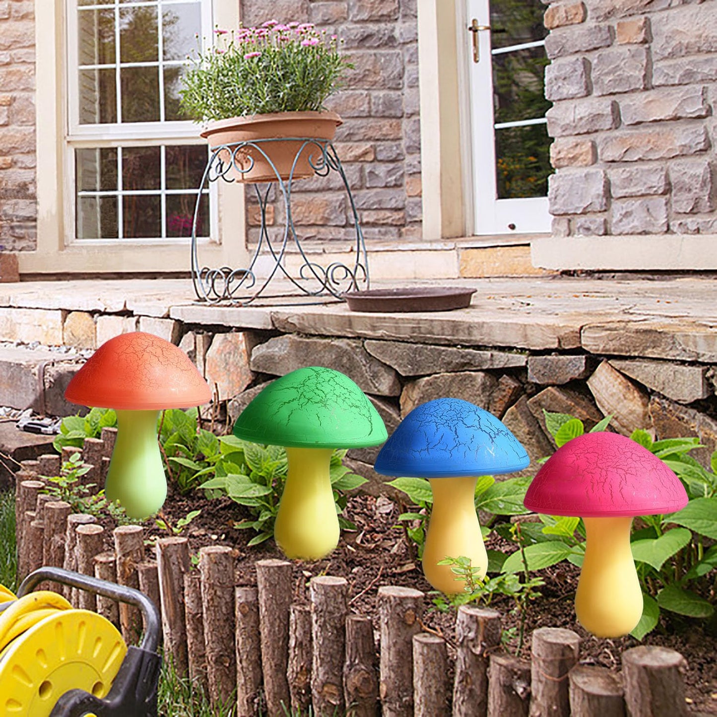 Viewpick Solar Garden Decor Lights 8 Crack Mushrooms Outdoor Decor Stake Lights, Waterproof Solar Pathway Light Gardening Gifts for Garden Gnomes Backyard Flower Bed Christmas Decorations