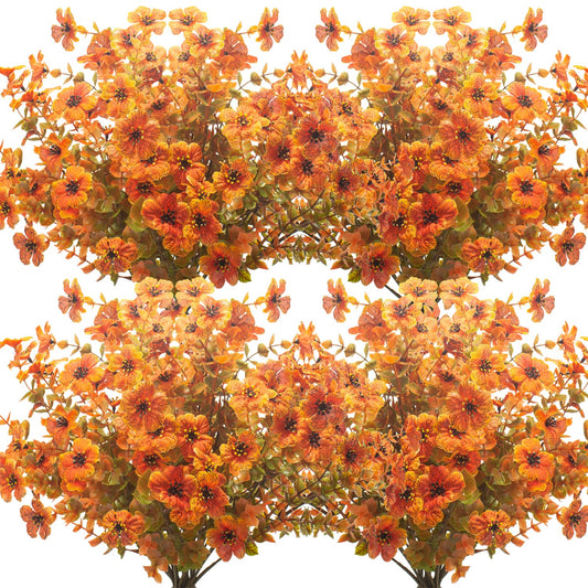 10 Bundles Artificial Fall Flowers Outdoor UV Resistant Fake Flowers