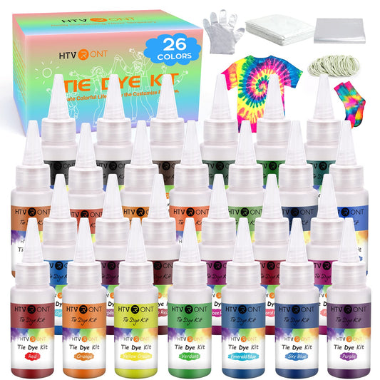 Tie Dye Kit - 26 Colors Pre-Filled Bottles Tye Dye Kit, Permanent Non-Toxic Tie Dye Kits for Adults and Kids, Tie Die Kit for Group Handmade Creative Activity(Just Add Water)