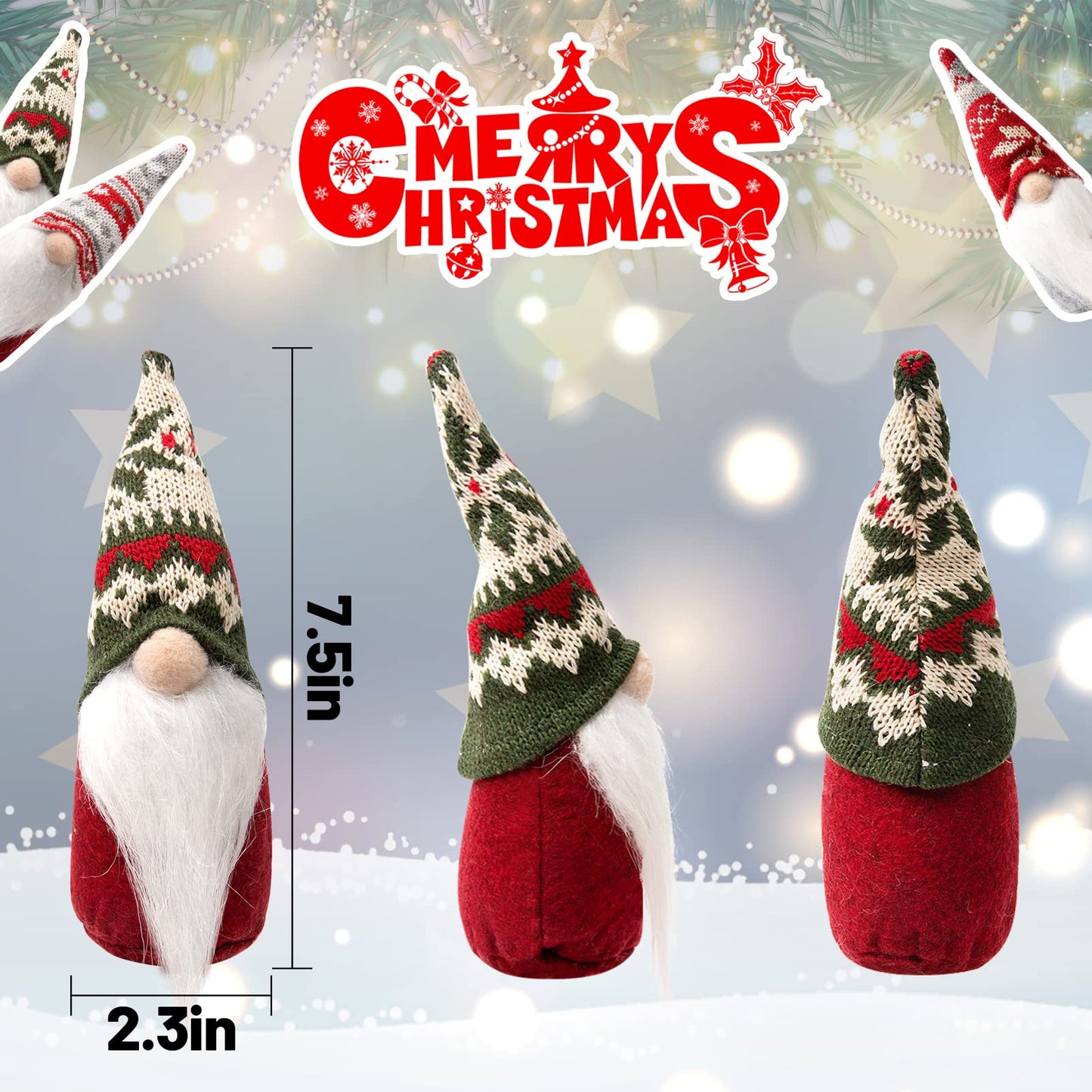 3 Pcs Christmas Gnome Decorations - Mini Handmade Swedish Tomte Ornaments, Scandinavian Gnome Decor for Xmas Winter Home Table Decor Gifts