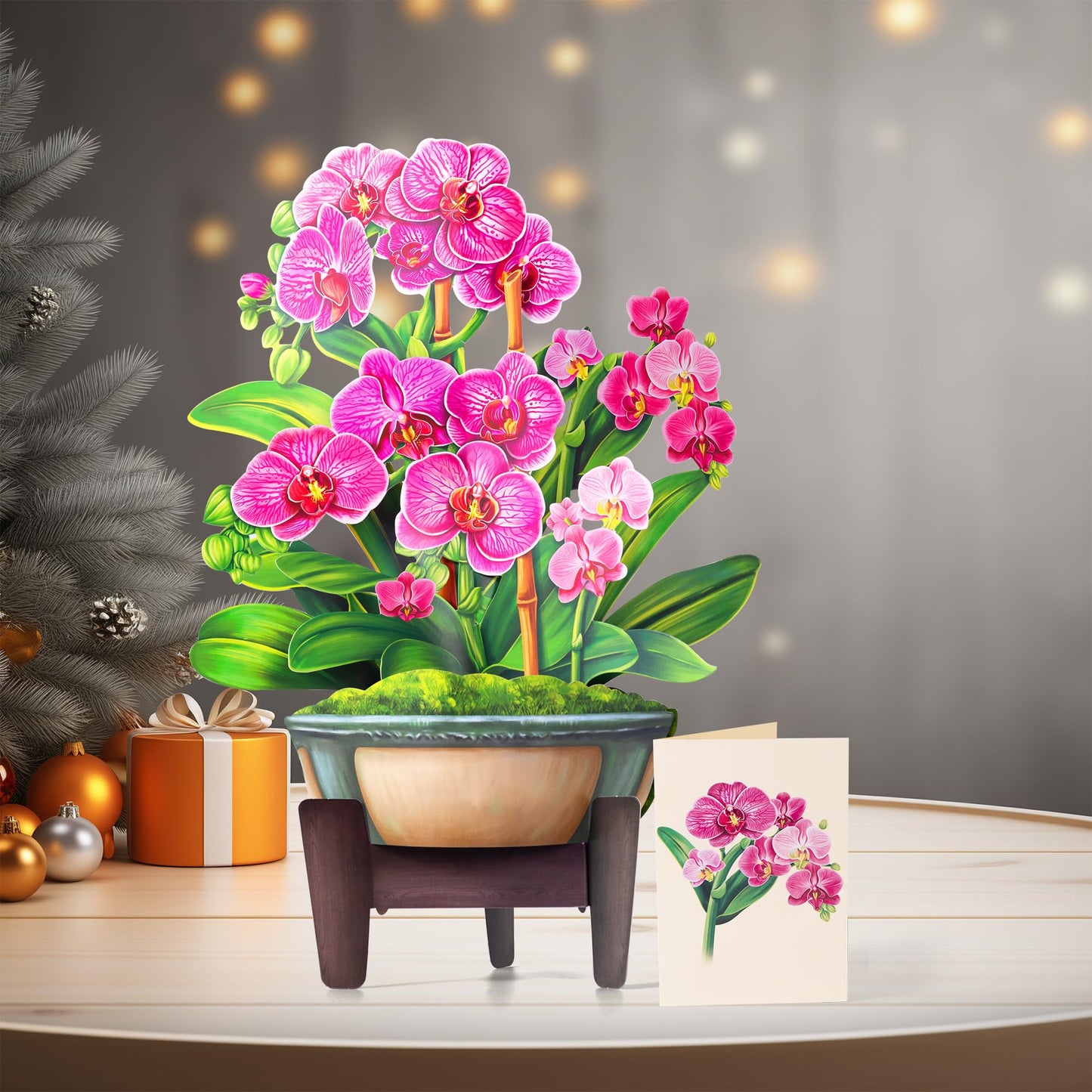 Airpark Mothers Day Gifts Pop Up Flower Card, 3D Orchid Bouquet Mothers Day Cards for Mom Women, Birthday, Thank You, Teacher Appreciation Gifts, Floral Card with Envelope & Note