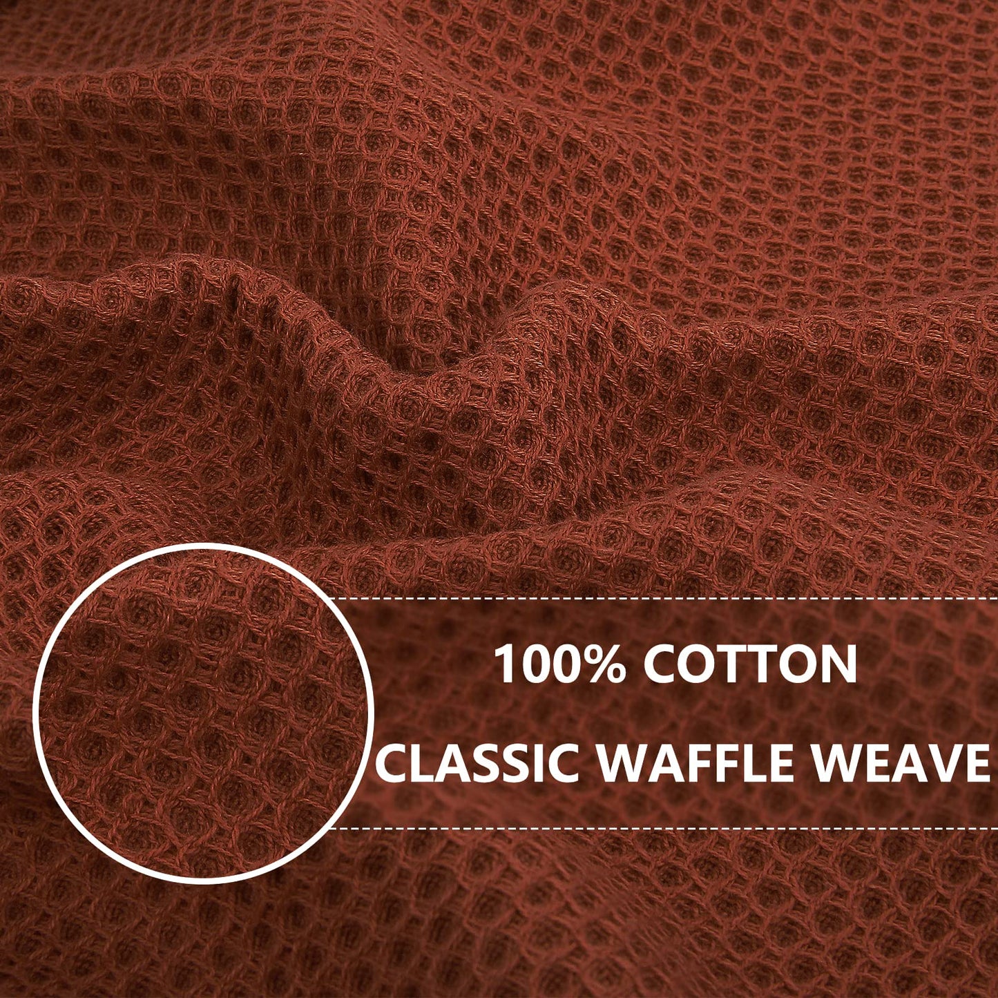 100% Cotton Waffle Weave Kitchen Dish Towels, Ultra Soft Absorbent Quick Drying Cleaning Towel, 13 x 28 Inches, 4-Pack, Rust