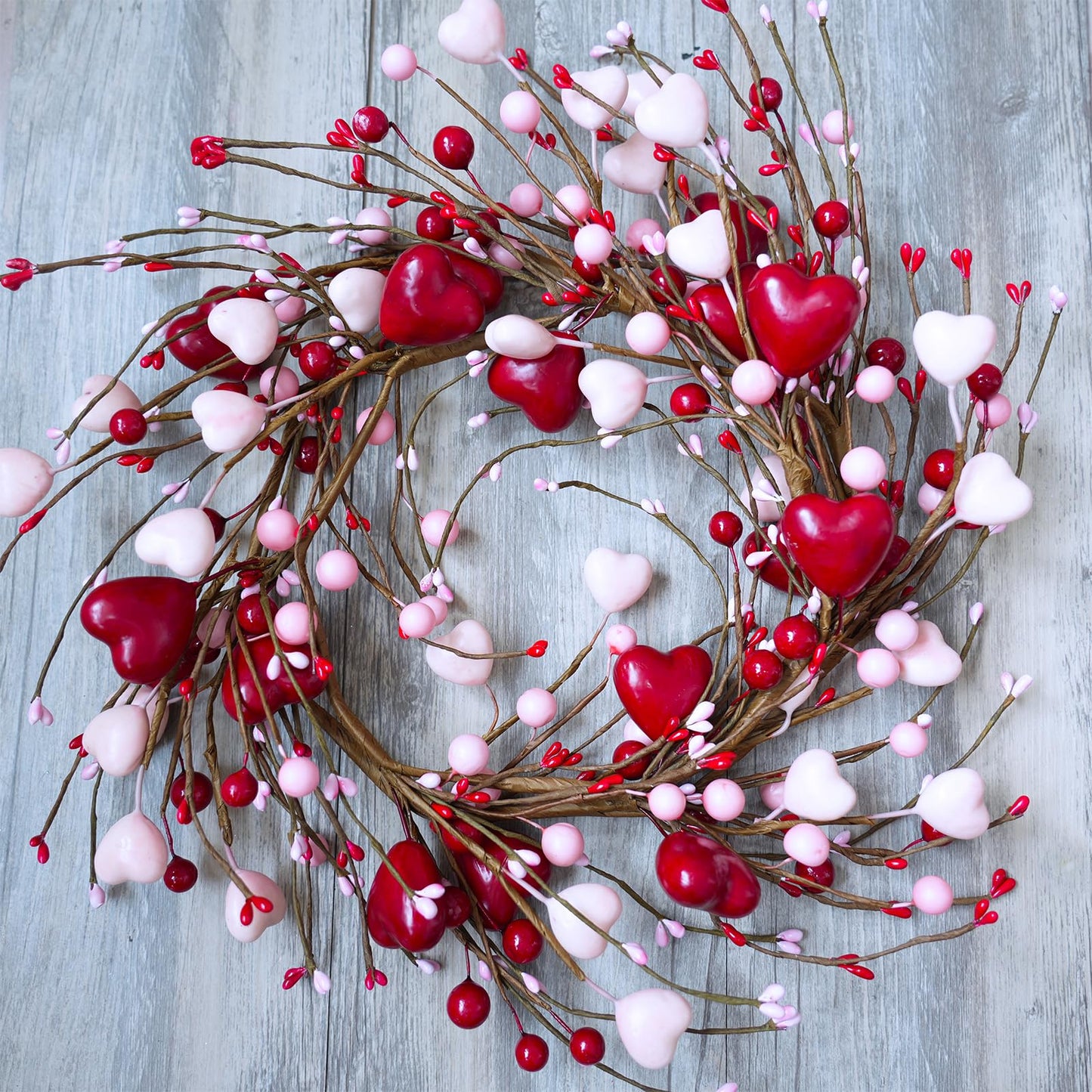 5.2 Ft Artificial Valentine's Day Garland Red Pink Heart and Berry Garland for Valentine Party Holiday Wedding Fireplace Mantel Shelf Front Door Decor Dinner Table Centerpiece