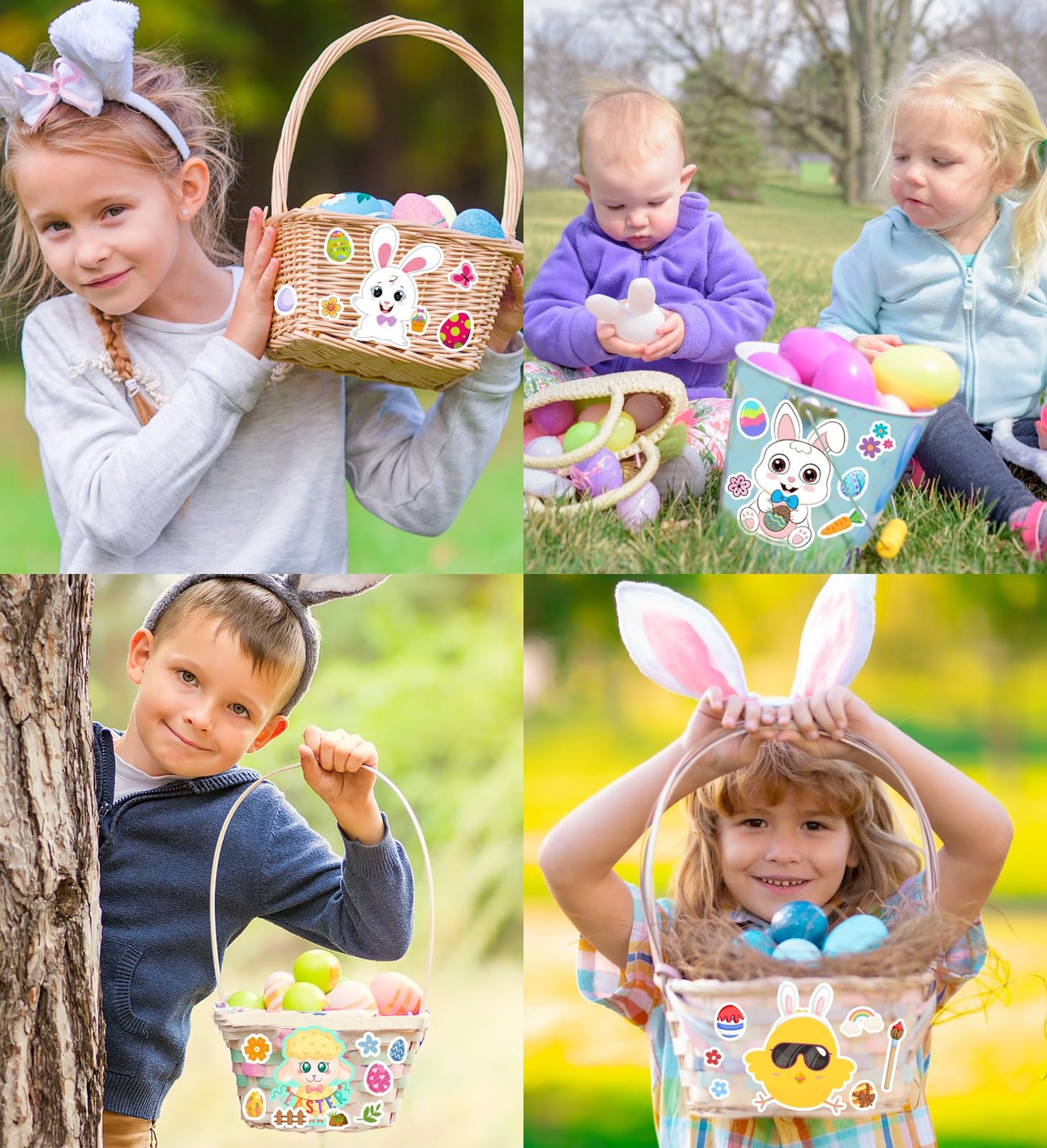 Easter Stickers - DIY Happy Easter Egg Bunny Sticker for Kids, Easter Crafts Stickers Kids Game Toys Gift Party Favor Supplies(24 Sheets)