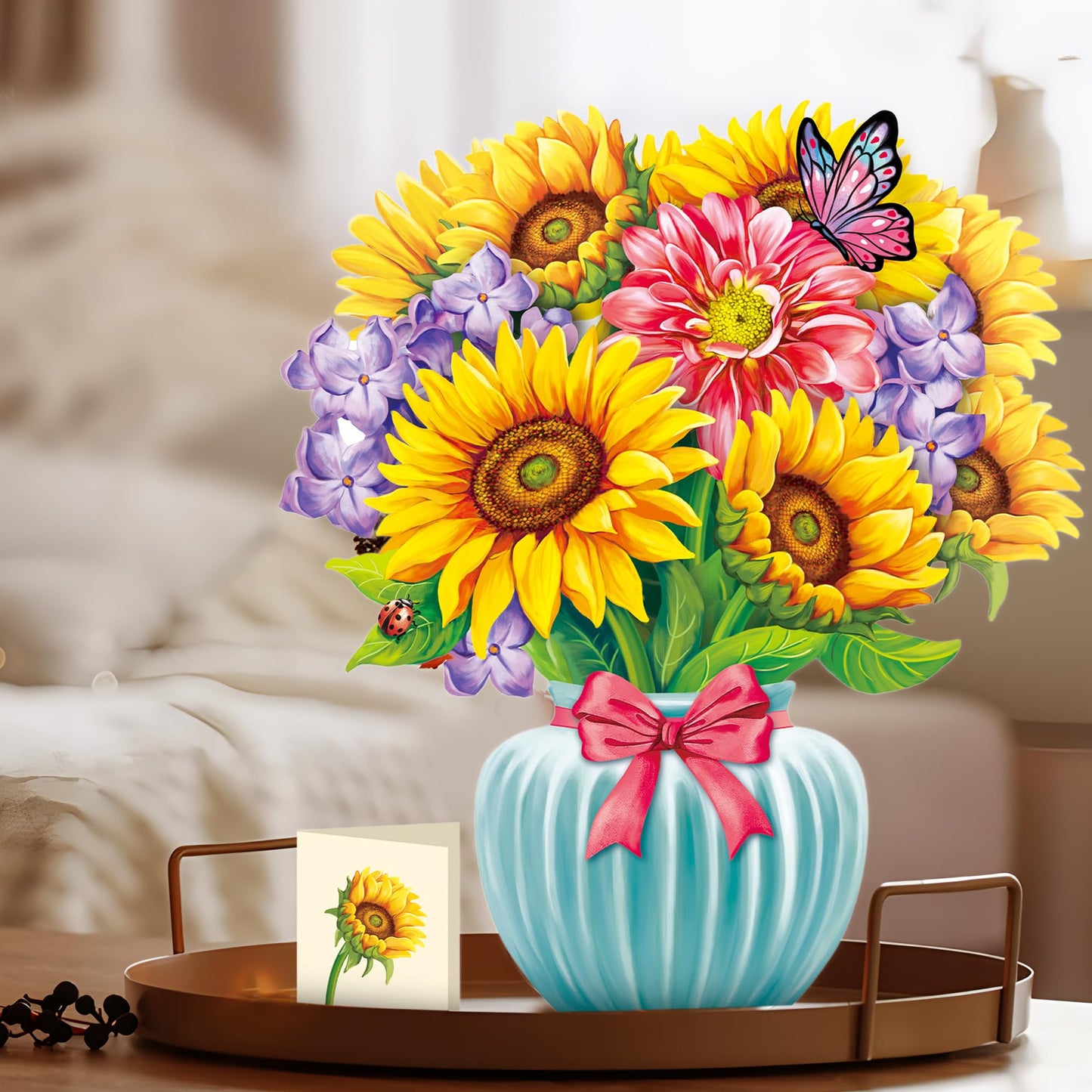 Airpark Mothers Day Gifts Pop Up Flower Card, 3D Sunflower Bouquet Mothers Day Cards for Mom Women, Birthday, Thank You, Teacher Appreciation Gifts, Floral Card with Envelope & Note
