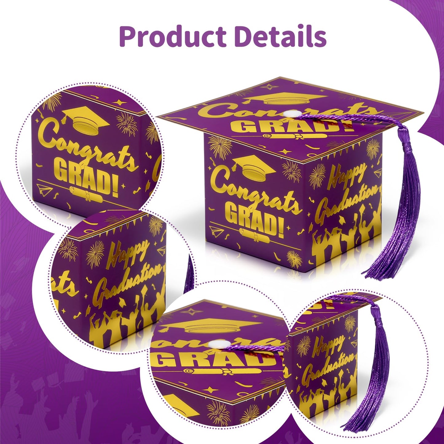 COTOPHER 36 Pack Mini Graduation Cap Gift Boxes, Class of 2026 Graduation Candy Boxes with Tassel, Small Treat Chocolate Box Centerpieces for Tables Party Decorations Graduate Favors Supplies