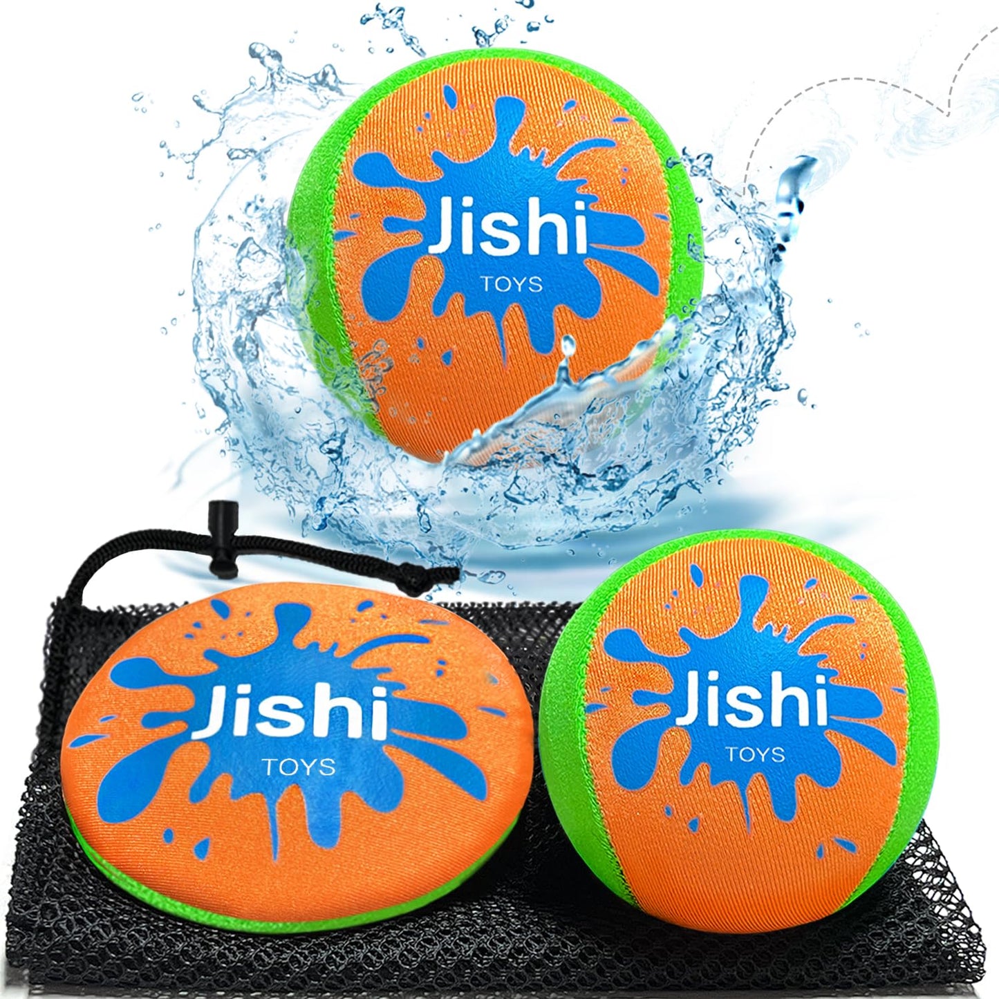 Jishi Skip Water Balls Beach Pool Toys for Kids 8-12 Boys Outdoor Summer Water Fun, Water Bouncing Ball Gift Swimming Pool Games Activities for Kids Ages 3-5 4-8-12 Year Old Boys Teens Adults & Family