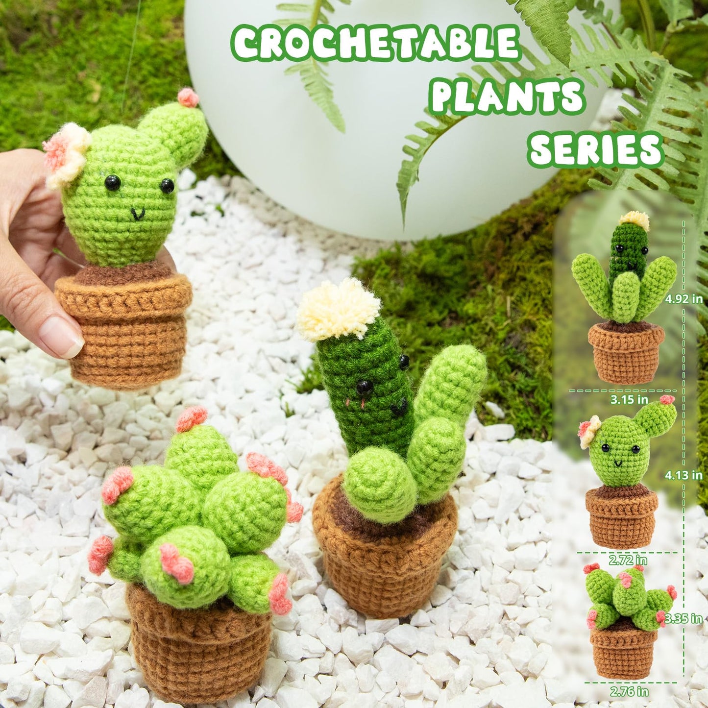 Crochet Kit for Beginners - Complete Crochet Kits with Stitch by Stitch Video Tutorial, Beginner Crochet Kit for Adults Kids Gift - Starter Easy Learn to Crochet Succulent Plants Family