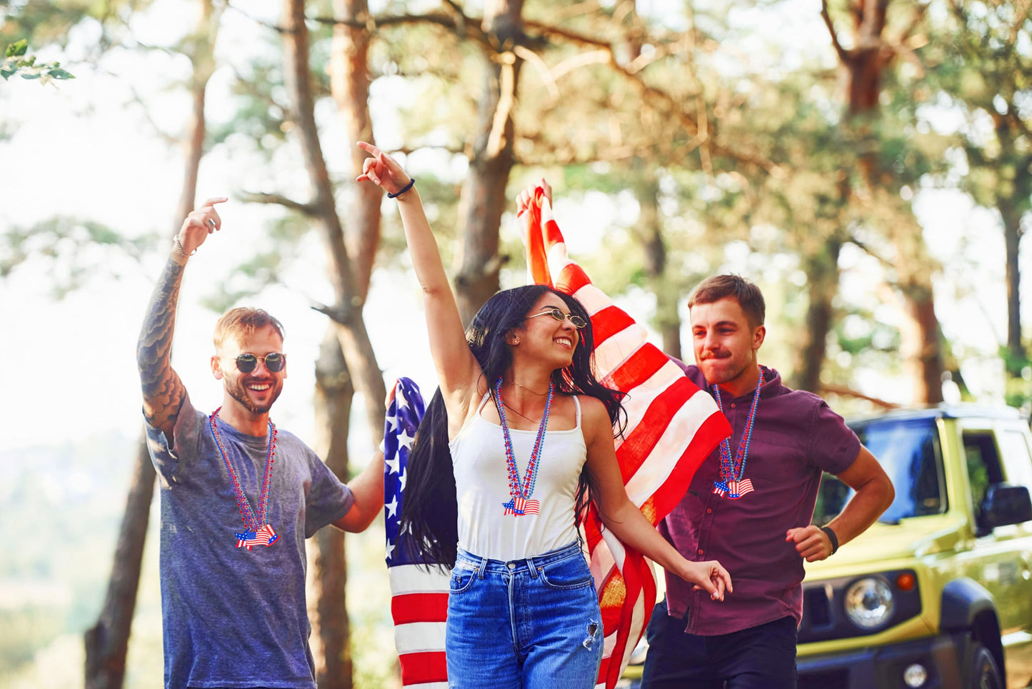 100PCS 4th of July Accessories Necklaces: Blue White and Red Beads Bulk, Patriotic Party Independence Memorial Day Favors Toys Decorations