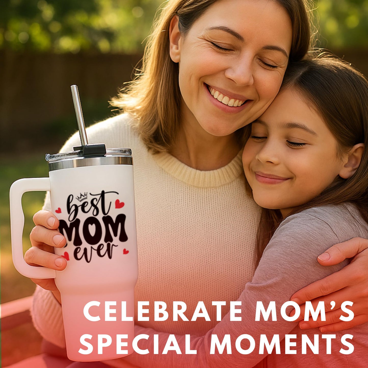 Mothers Day Gifts For Mom - Best Mom Ever Tumbler With Handle 40oz, Mommy Coffee Mug, Mama Tumblers, Momma Gift Ideas, Funny Birthday Present For Her, Cute Mother Day Gift Tumbler, Mom Cup