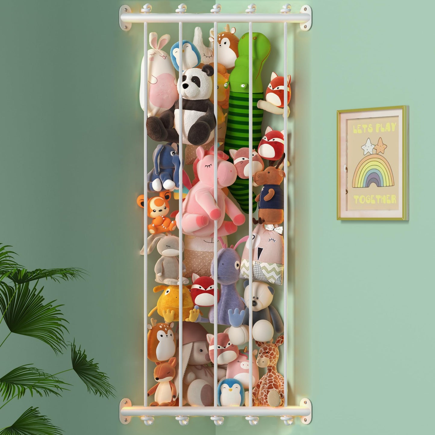 Corner Stuffed Animal Storage, Kids Stuffed Animal Toy Organizer and Storage Zoo, Toys Holder Shelf for Wall Hanging Nursery Play Room Bedroom Perfect, Wall Décor, Toddler Boys Girls