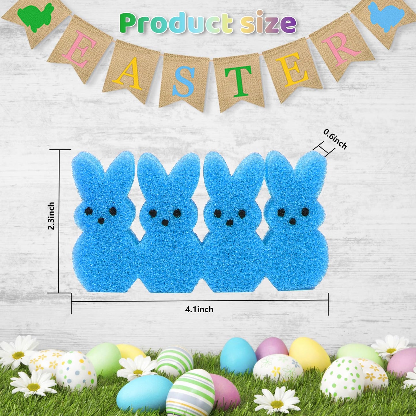 Lettry Easter Decorations, 64pcs Cute Sponge Bunnies Vase Filler, Spring Indoor Decor for Tiered Tray and Table Decorations