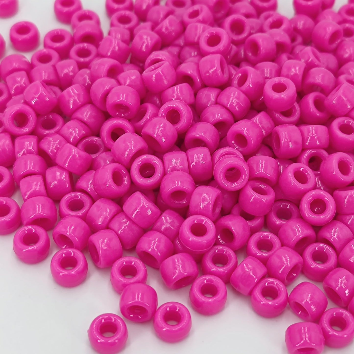MIIIM 1200PCS 6x9mm Pony Beads Bulk, Hot Pink Pony Beads for Bracelets Making Kit, Kandi, Hair Braids Crafts for Jewelry Making (Hot Pink)