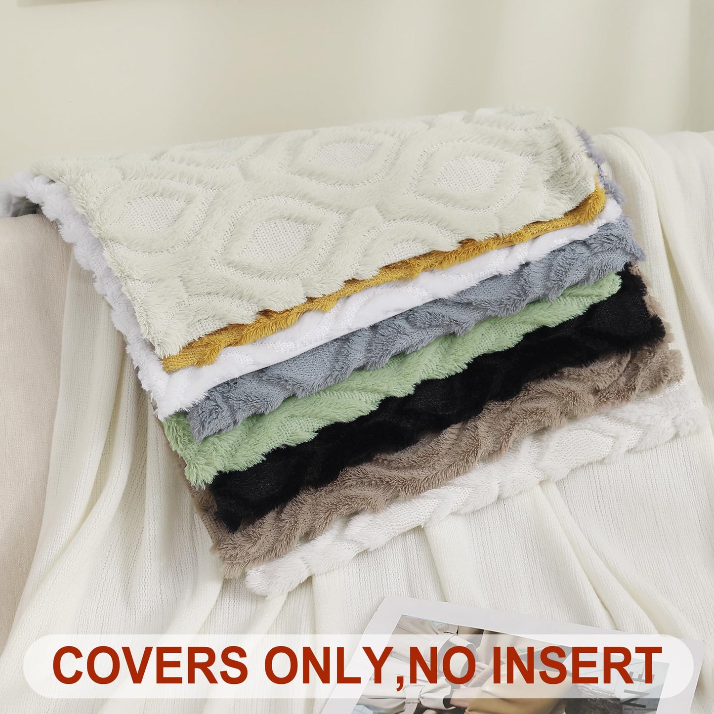 decorUhome Fall Decorative Throw Pillow Covers 18x18, Soft Plush Faux Wool Couch Pillow Covers for Home, Set of 2, Rust