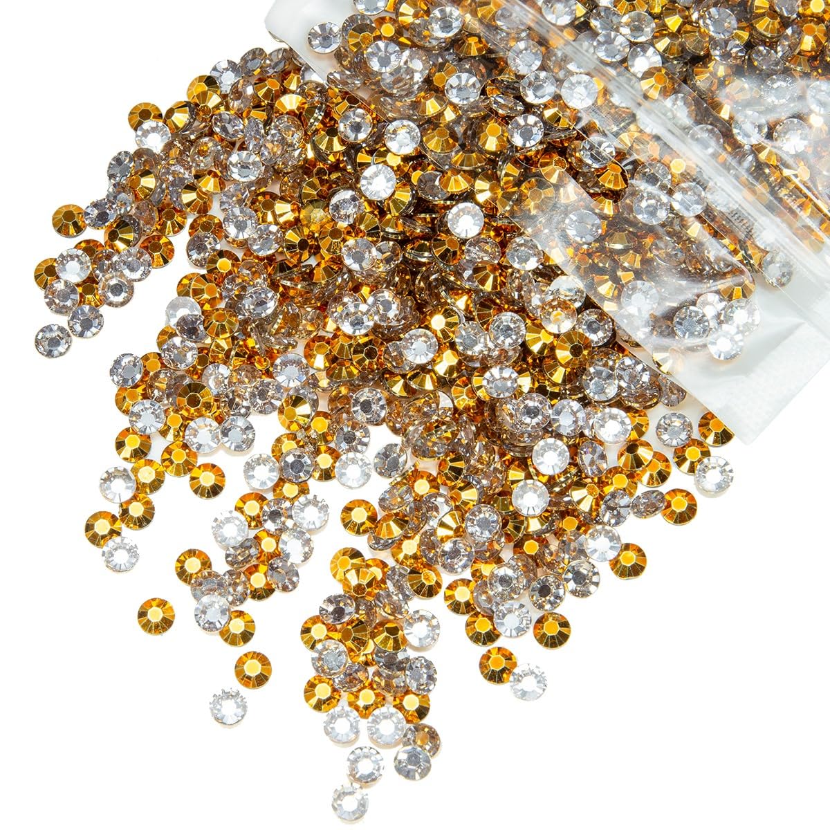 qiipii 3000PCS 4mm Golden Yellow Resin Rhinestones for Crafting Gold Yellow Flatback Jelly Stones Bulk SS16 Diamonds Gems Charms Supplies for Nails Face Eyes Makeup Tumblers DIY Crafts Clothes Shoes