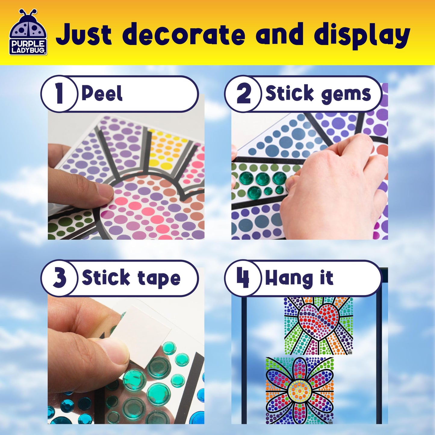 SUNGEMMERS DIY Gem-Sticker Window Diamond Art Suncatcher Kits - Summer Toys for Children, Birthday Gifts for 6 7 8 9 10 11 12 Year Old Girls & Boys, Fun Arts & Crafts for Kids Ages 8-12 6-8