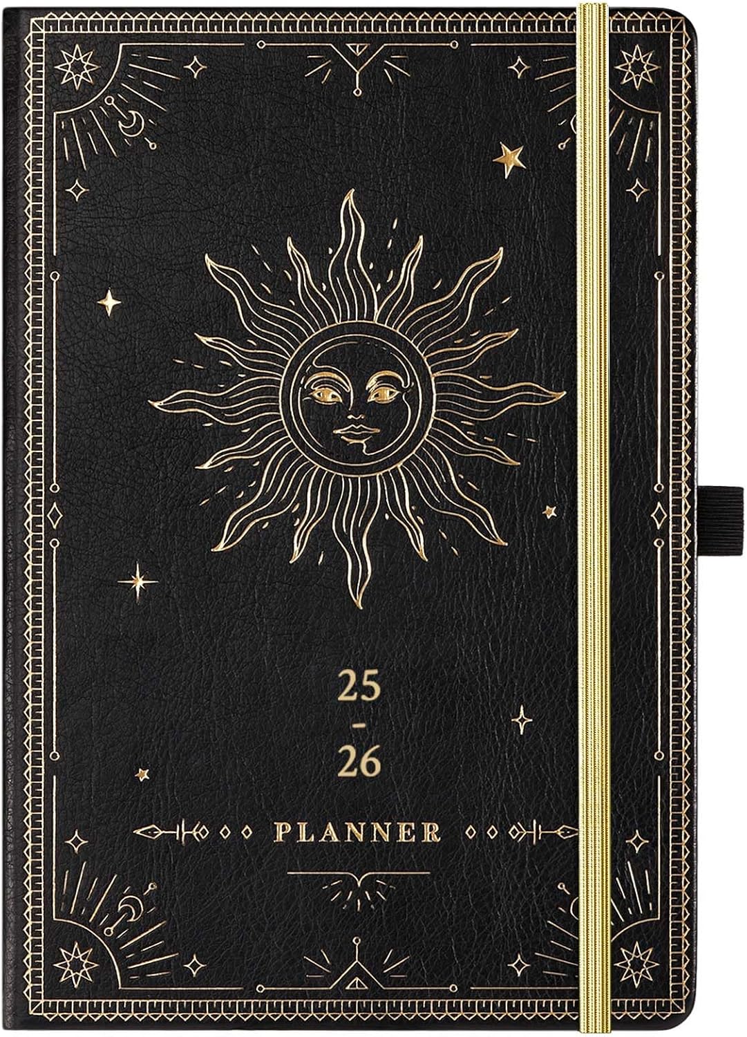 Planner 2025-2026 - Academic Planner 2025-2026, July 2025 - June 2026, 5.75" x 8.25", Weekly and Monthly, Faux Leather with Back Pocket & 40 Notes Pages - The Sun