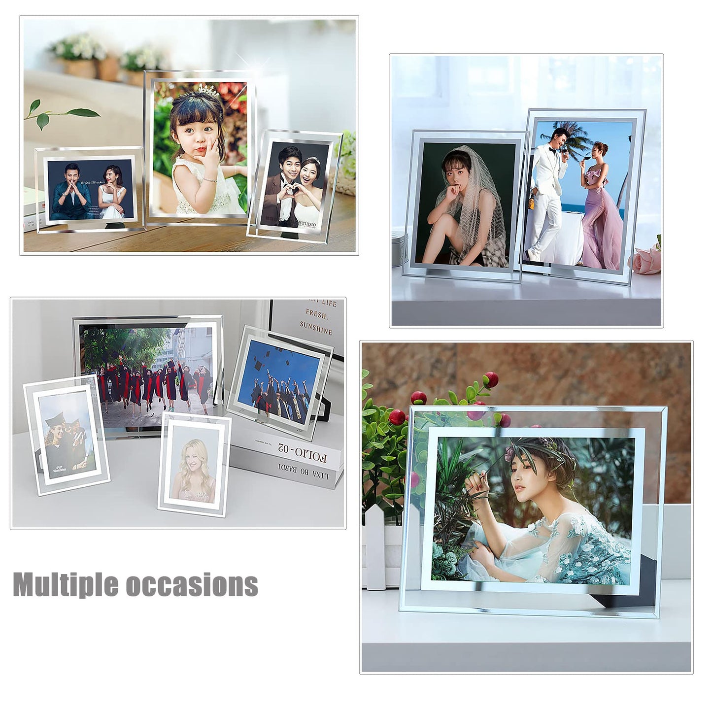4x6 Glass Frame Small Photo High Transparency Vertical and Horizontal Style for Desk Shelf and Office Table Family Gallery and Wedding or Holiday Decoration