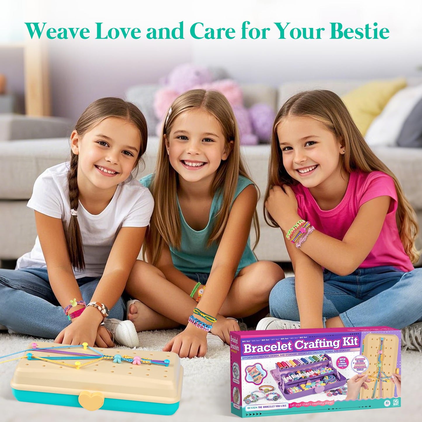TingingYuli Friendship Bracelet Making Kit for Girls 8-12, DIY String Bracelet Maker with 3-Layer Storage Box, Arts and Crafts for Kids Ages 6-12, Easter Christmas Birthday Gift Set