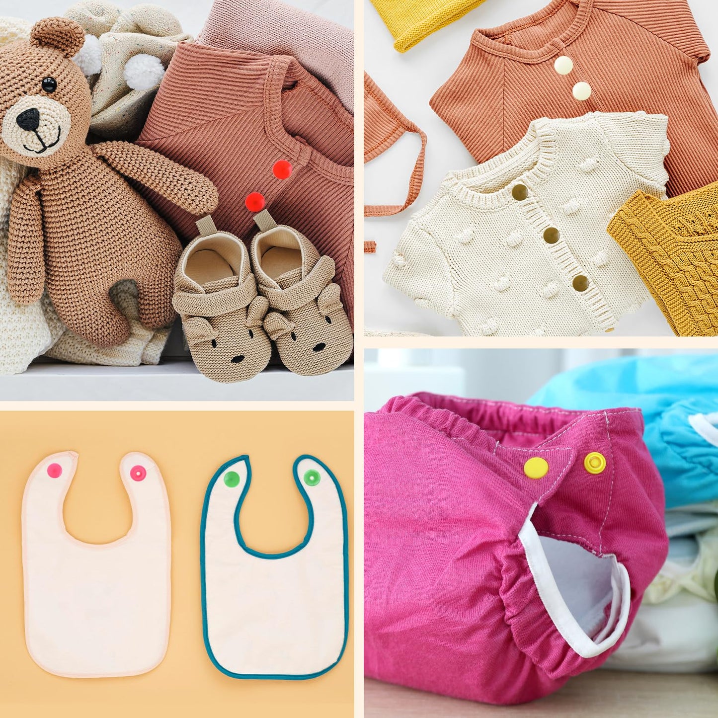 Size 20 12mm 1/2 Inch T5 Assorted No Sew Plastic Snaps Fasteners Buttons Kit with Press on Snap Tools Pliers for Sewing Fabric and Clothes, 360 Sets