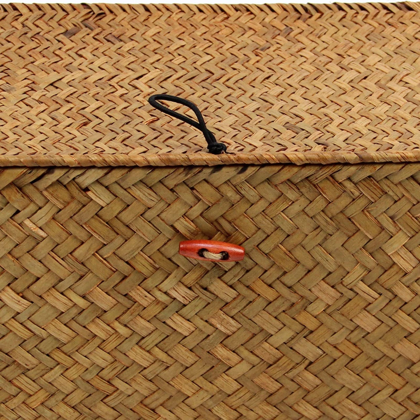 Casaphoria Large Square Sea Grass Baskets for Storage Seaweed Woven Sundries Baskets Sturdy and Durable Natural Material for Make-up with Lid Big Rectangular Seagrass Towel Baskets for Organizing