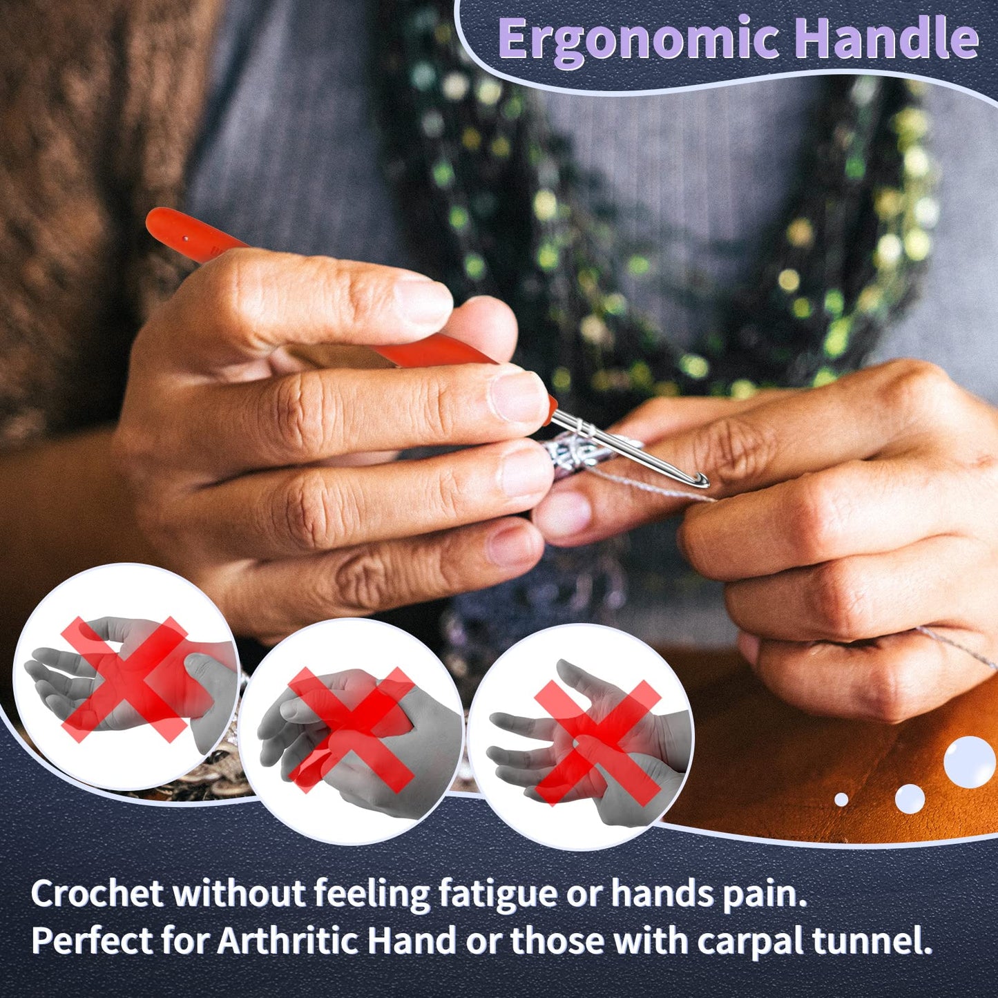 Crochet Hooks 43 Pcs,Drawdart 17 Sizes Ergonomic Crochet Hook Set with Case and Crochet Accessories,Extra Long Crochet Needles for Arthritic Hands,Crochet Kits Suitable for Knitter Enthusiasts