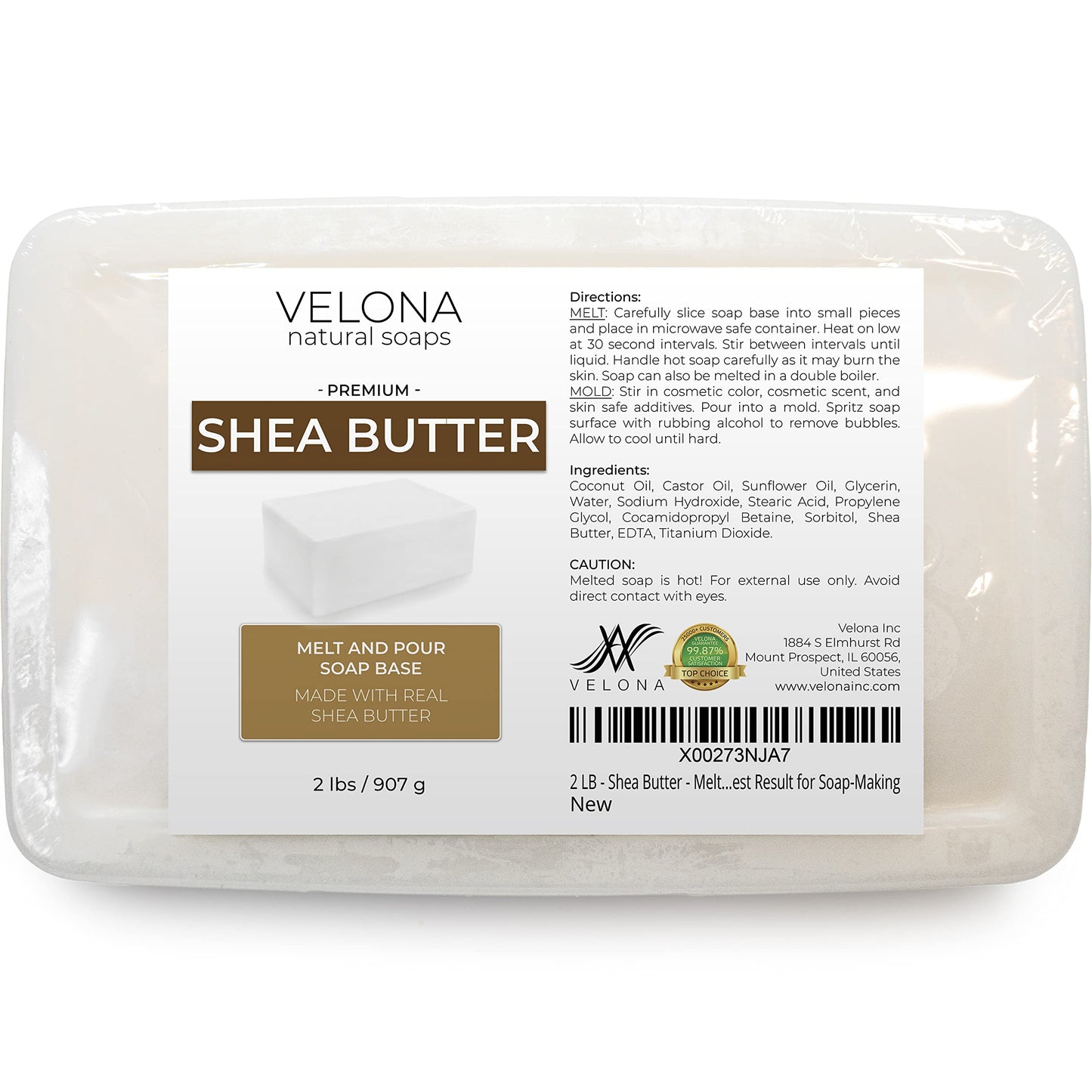 velona 2 LB - Shea Butter - Melt and Pour Soap Base SLS/SLES free | Natural Bars for The Best Result for Soap-Making